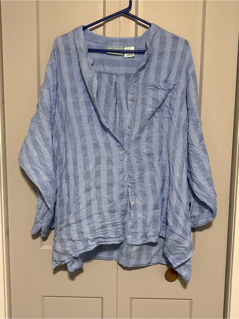 Blair Light Blue Striped Button-Down Blouse